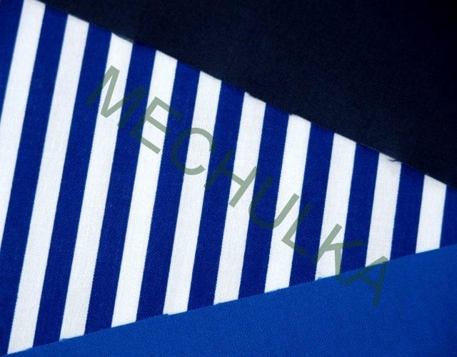 Tmavší modré pruhy tenké - ZBYTEK 0,3 m - pruhovaná - bavlna - VÝPRODEJ