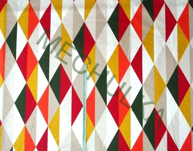 Retro trojúhelníky - ZBYTEK 0,8 m - červená - bavlna - VÝPRODEJ