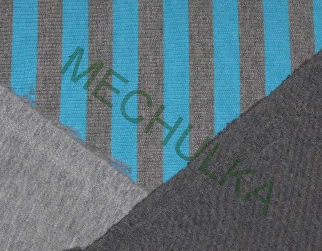 Bavln. (+10%PES) teplákovina POČESANÁ - ZBYTEK 0,22 m - sv. šedý melír- VÝPRODEJ