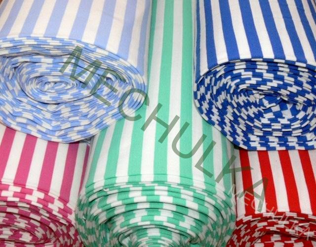Bavlněný úplet elast. - jednolícní - ZBYTEK 0,45 m - proužek růžový - VÝPRODEJ
