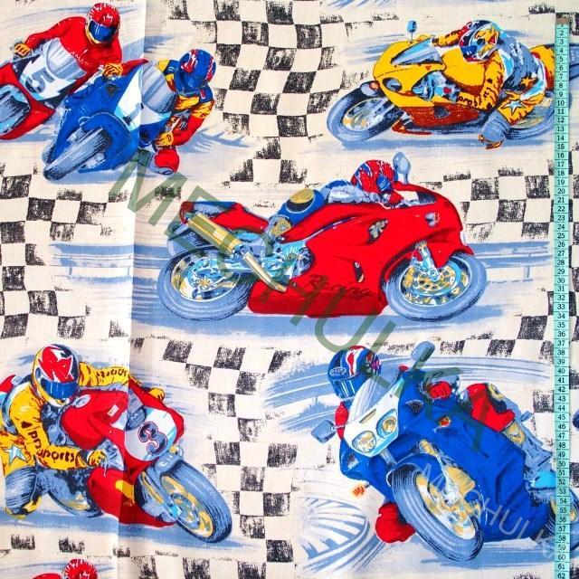 Motorky / motorka / motocykl - smetanová - ZBYTEK 0,49 m - bavlna - VÝPRODEJ
