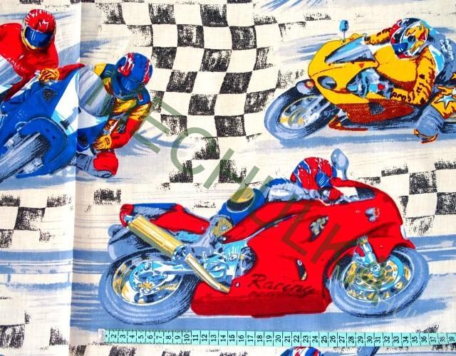 Motorky / motorka / motocykl - smetanová - ZBYTEK 0,49 m - bavlna - VÝPRODEJ