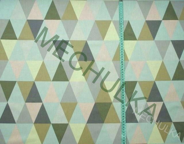 Barevné trojúhelníky (pastel) - retro - ZBYTEK 0,75 m - bavlna - VÝPRODEJ
