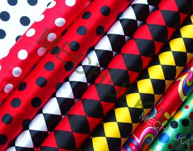 Karneval - ZBYTEK 0,37 m - Červeno-černé kosočtverce - VÝPRODEJ