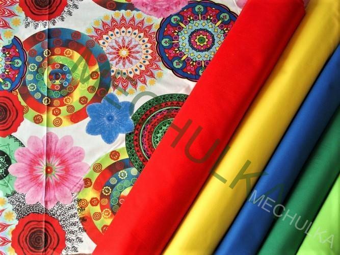 Mandaly magické barevné kruhy - ZBYTEK 0,78 m - bílá - bavlna - VÝPRODEJ