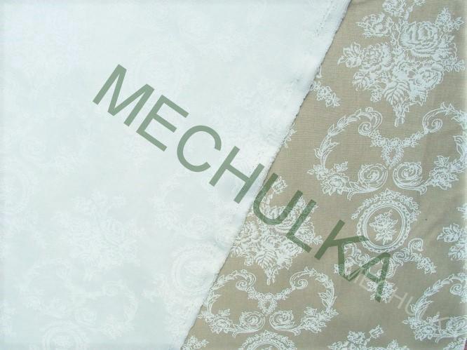 Bílý zámecký květinový ornament - ZBYTEK 1,07 m - bílá - bavlna - VÝPRODEJ