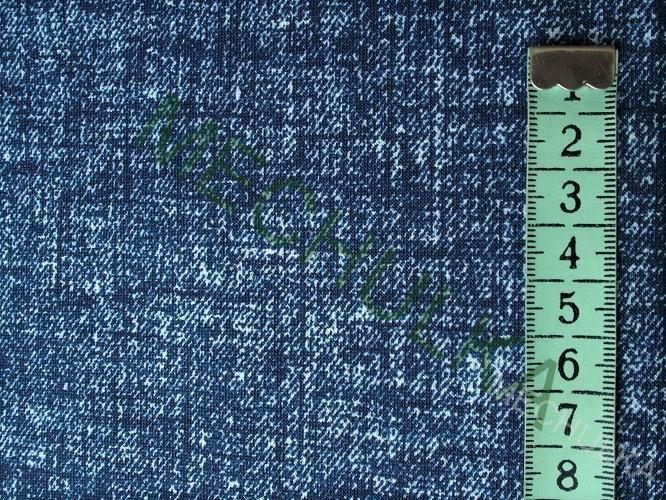 Bavln. úplet teplákovina elast - ZBYTEK 0,5 m - Jeans tmavě modrý - VÝPRODEJ