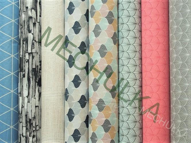 Trojúhelníky linie - 2.JAKOST - modrá látka - dekorační metráž - bavlna