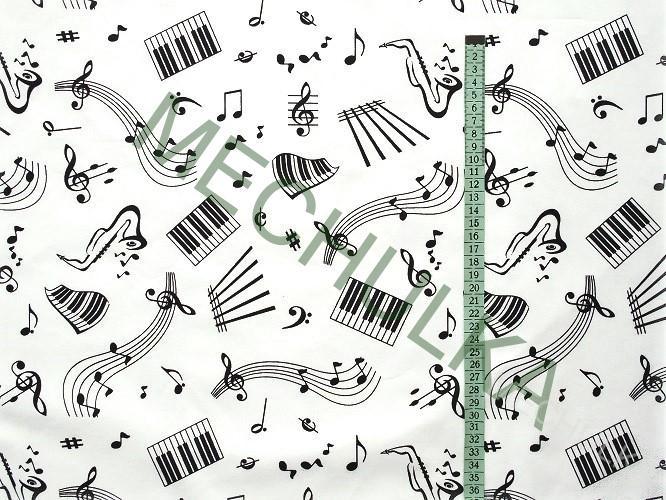 Notový zápis / muzika ZBYTEK 0,58 m hudební metráž bavlna - VÝPRODEJ