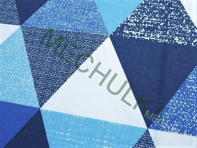 Velké trojúhelníky ZBYTEK 0,34 m - modro-bílá látka dekorační metráž bavlna - VÝPRODEJ