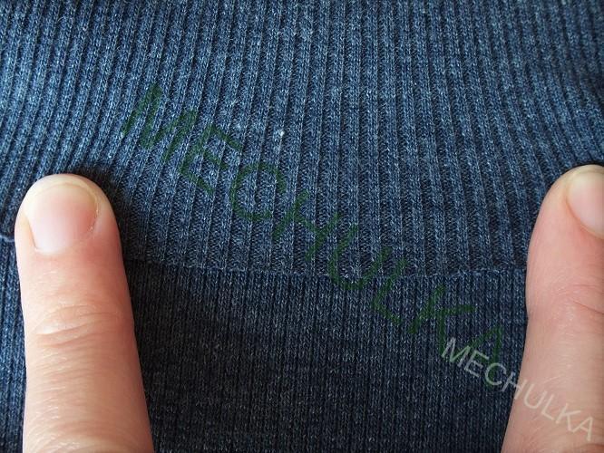 Tmavě modrý jeans melír - ZBYTEK 0,18 m elastický patent žebro náplet, jednobarevný bavlněný úplet, látka metráž - VÝPRODEJ
