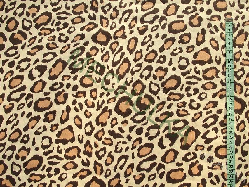 Bavlněné plátno Leopard / Levhart - ZBYTEK S KAZEM 0,98 m - krémová látka metráž - VÝPRODEJ