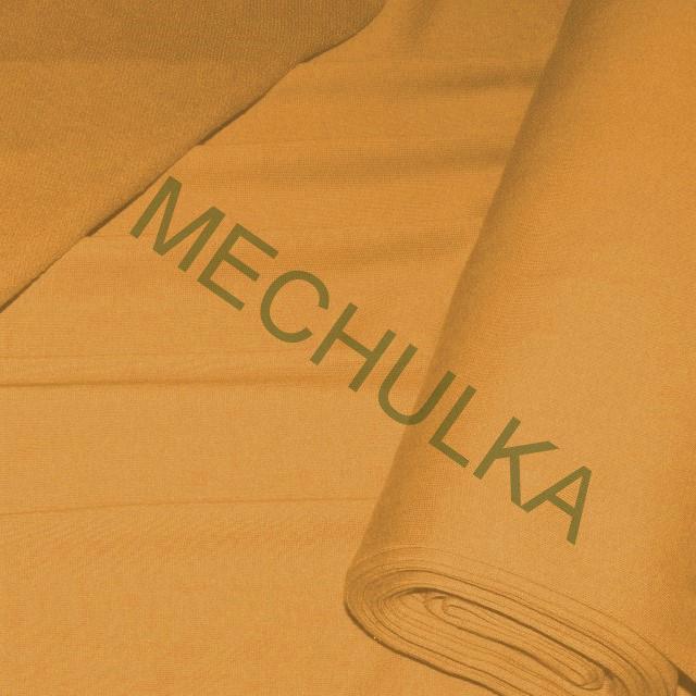 Hořčicová elastická teplákovina - ZBYTEK 0,93 m nepočesaná, jednobarevný bavlněný úplet, látka metráž - VÝPRODEJ