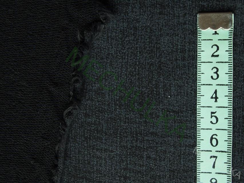 Jeans černý - ZBYTEK S KAZEM 0,62 m elastická teplákovina nepočesaná, potištěný bavlněný úplet, látka metráž - VÝPRODEJ