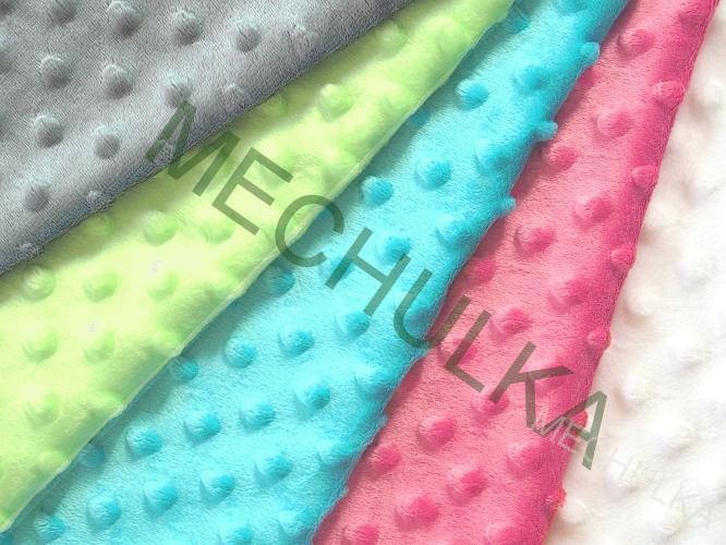 Minky s vytlačenými puntíky Pudrově béžové, metráž látka jemný fleece s tečkami