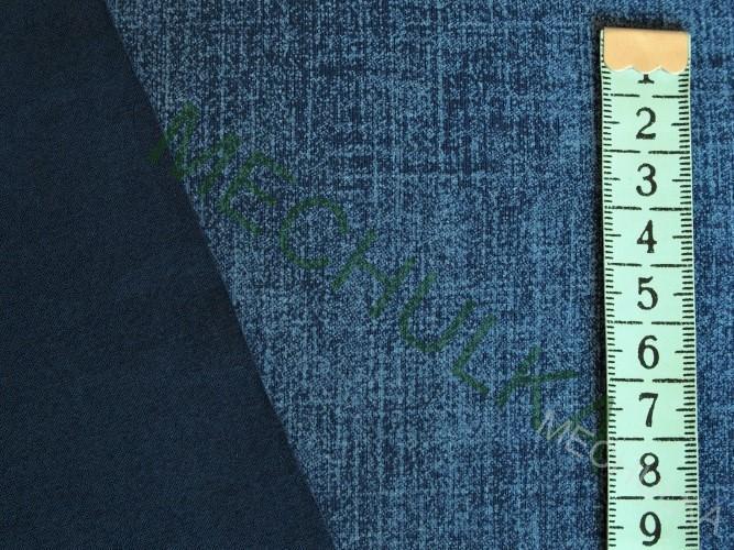 Bavlněný úplet elastický - jednolíc - ZBYTEK S KAZEM 1,15 m - Jeans modrý - VÝPRODEJ