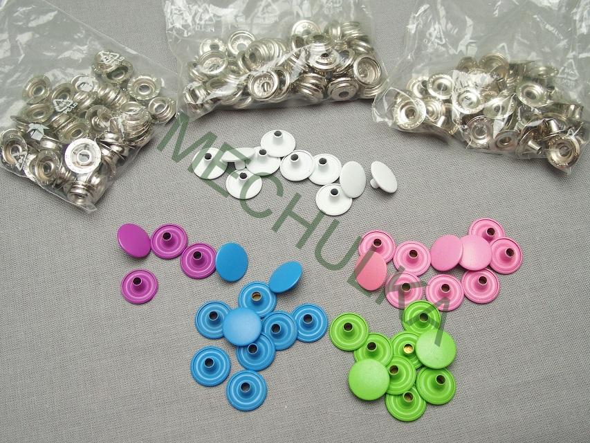 Druky zelené, stiskací knoflíky nýtovací Auto Moto, průměr 15 mm