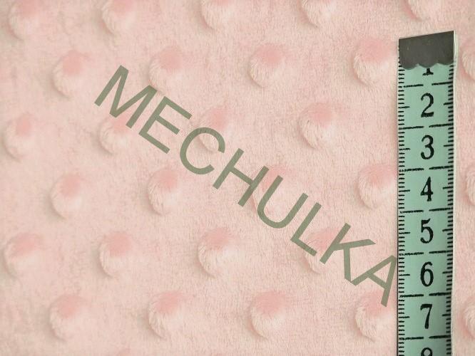 Minky s vytlačenými puntíky - ZBYTEK 0,27 m - Pudrově béžové, metráž látka jemný fleece s tečkami