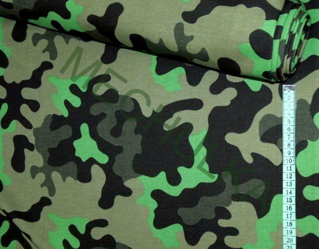 Úplet teplákovina - ZBYTEK 0,69 m - výplněk - maskáč khaki zelený - VÝPRODEJ