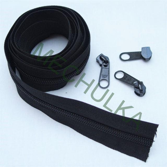 Zip spirálový 5 mm v metráži hnědý, metrážový zip 118 cm a 3 jezdce