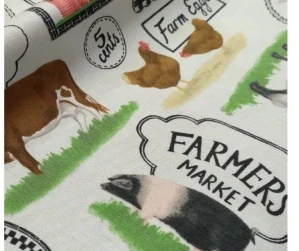 Potištěný bavlněný kepr - Venkovská zvířata, farma, statek