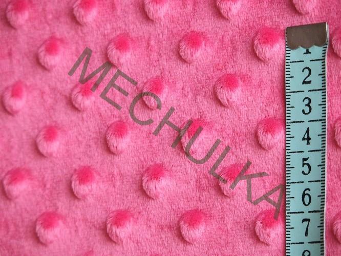 Minky s vytlačenými puntíky Růžové, metráž látka jemný fleece s tečkami