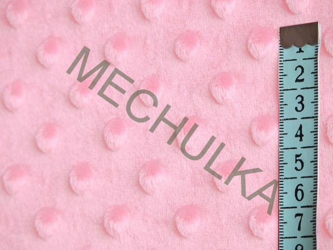 Minky s vytlačenými puntíky Světle růžové, metráž látka jemný fleece s tečkami