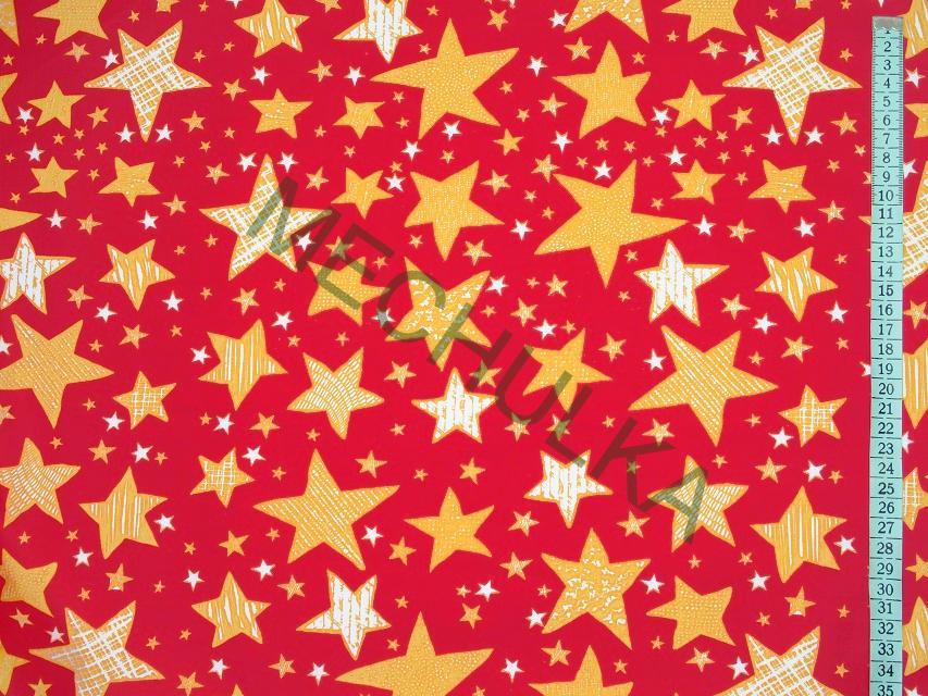 Bavlněné plátno Vánoční hvězdy, červená látka metráž