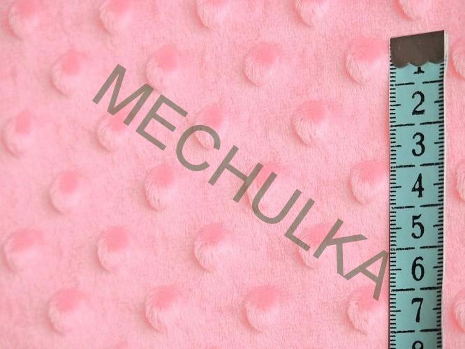Minky s vytlačenými puntíky Pudrově růžové, metráž látka jemný fleece s tečkami