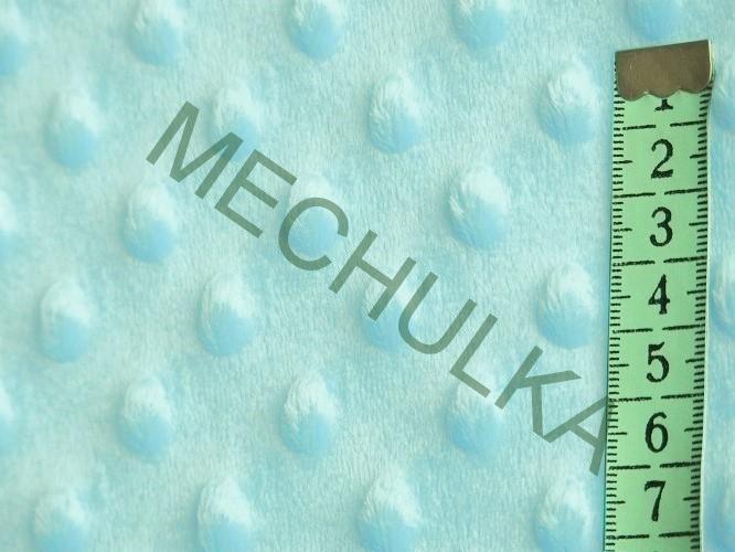 Minky s vytlačenými puntíky Světle modré aqua, metráž látka jemný fleece s tečkami