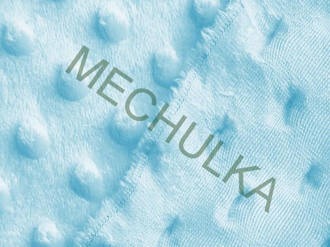 Minky s vytlačenými puntíky Světle modré, metráž látka jemný fleece s tečkami