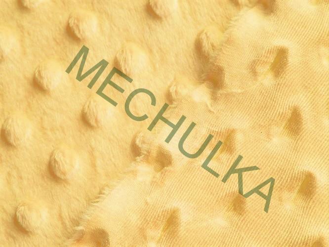 Minky s vytlačenými puntíky Světle žluté Lemon, metráž látka jemný fleece s tečkami