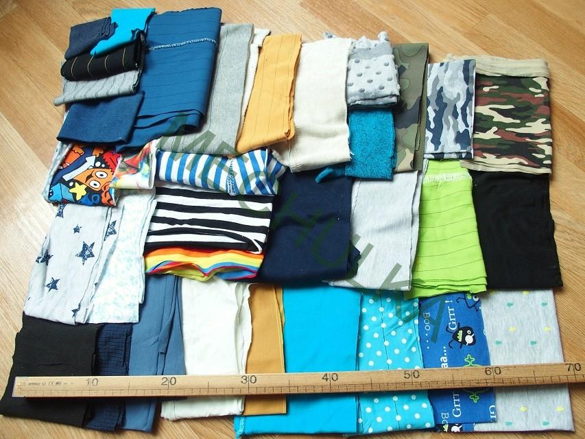 ZBYTKOVÁ METRÁŽ pro kluky - balíček odstřižků různých úpletů 1 kg - VÝPRODEJ
