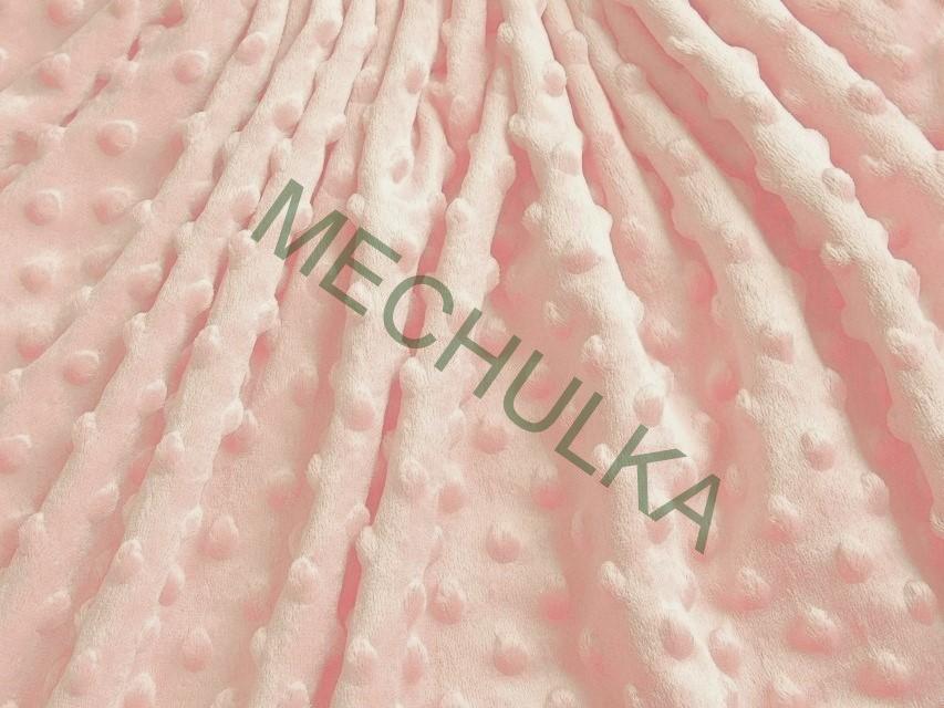 Minky s vytlačenými puntíky Pudrově béžové, metráž látka jemný fleece s tečkami