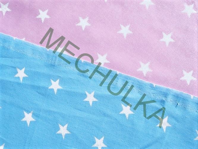 Bavlněné plátno Hvězdy střední bílé, světle modrá látka metráž