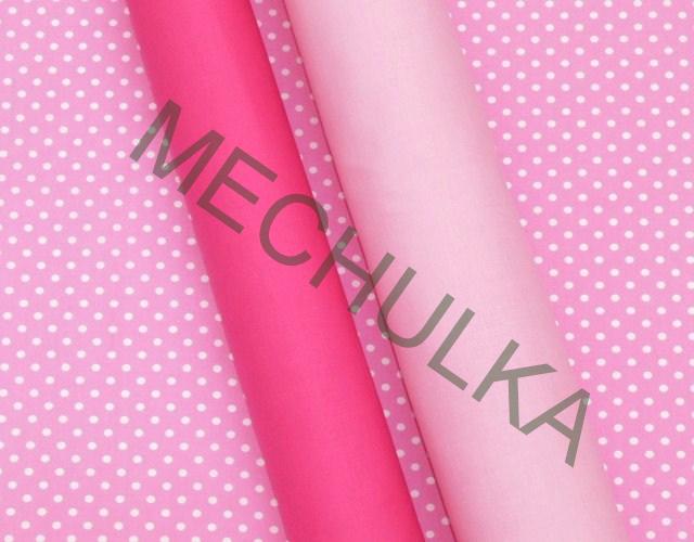 Růžová s puntíky - ZBYTEK 0,48 m - holčičí látka - puntikatá metráž - VÝPRODEJ